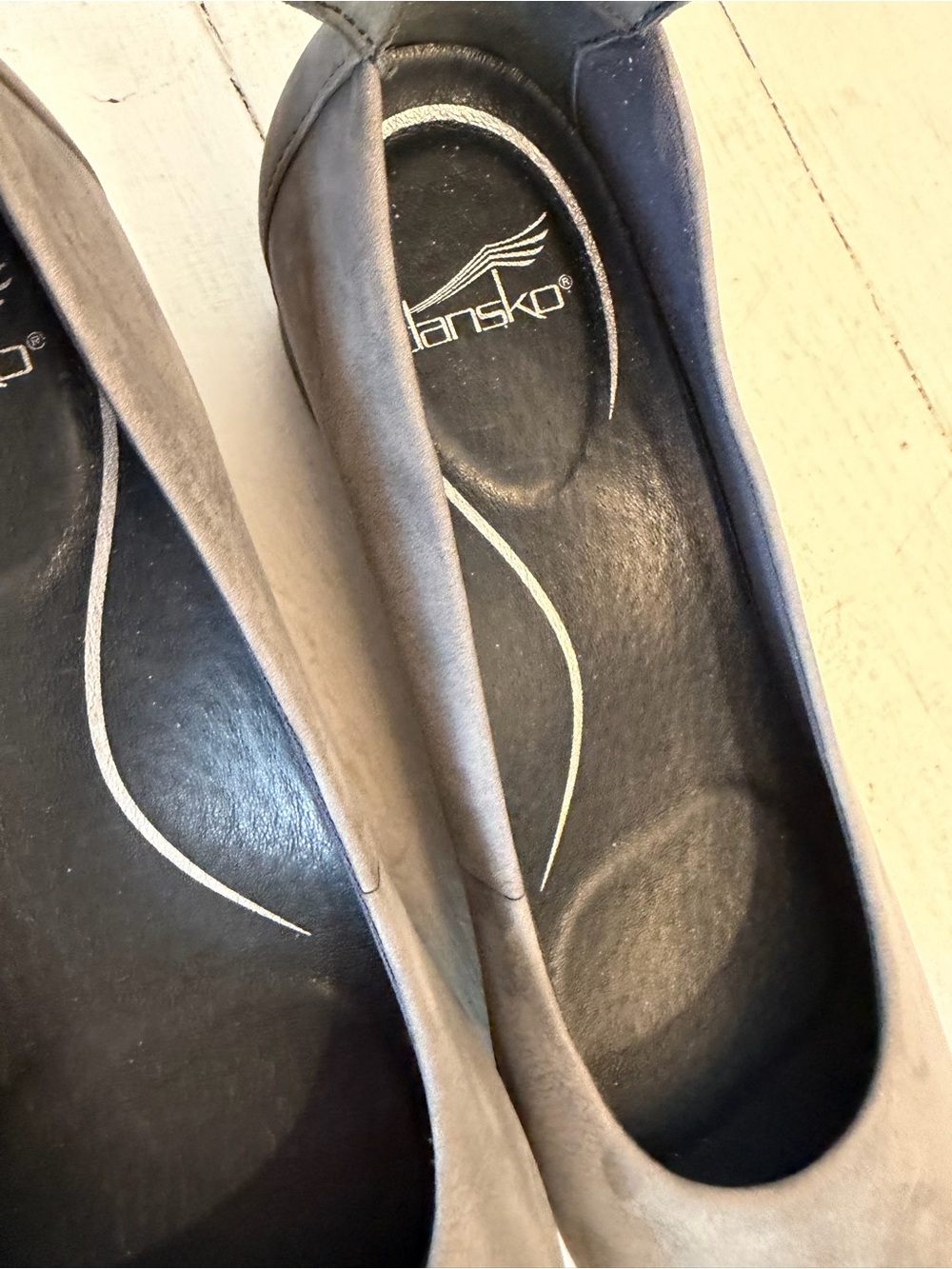 Dansko Lulu grey nubuc ankle strap shoes sz 39. Like new - Picture 5 of 5